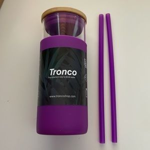 Tronco 20oz Glass Tumbler Water Bottle Silicone Protective Sleeve/Bamboo Lid